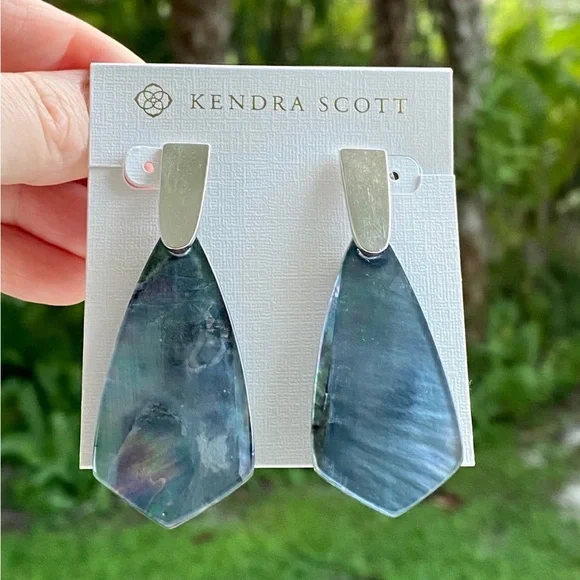 Kendra Scott Adolin Black Mother of Pearl Earrings - Picture 2 of 12